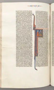Fol. 382v, Maccabees II, historiated initial F, a golden chalice presented to a Jew, c. 1275-1300. Creator: Unknown