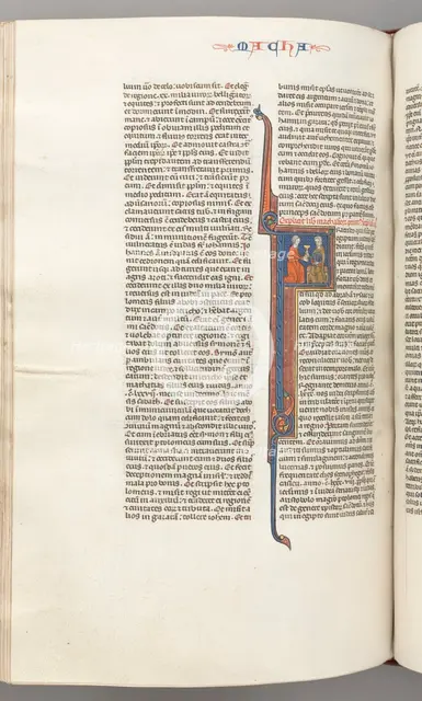 Fol. 382v, Maccabees II, historiated initial F, a golden chalice presented to a Jew, c. 1275-1300. Creator: Unknown.