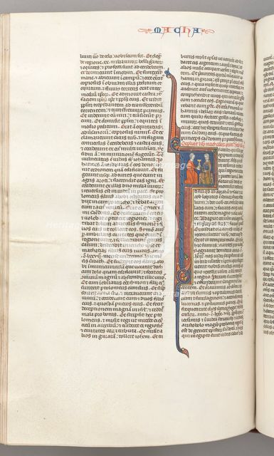 Fol. 382v, Maccabees II, historiated initial F, a golden chalice presented to a Jew, c. 1275-1300. Creator: Unknown.
