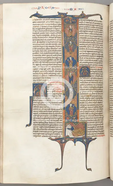 Fol. 391v, Matthew, full-length historiated initial L, the Tree of Jesse, with a sleeping Jesse…, c. Creator: Unknown.