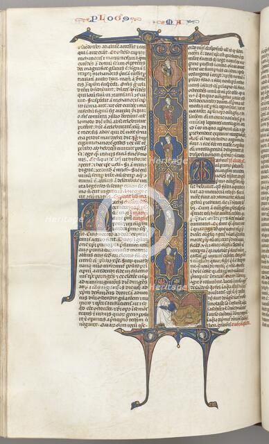 Fol. 391v, Matthew, full-length historiated initial L, the Tree of Jesse, with a sleeping Jesse…, c. Creator: Unknown.
