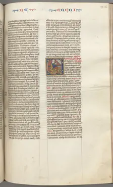 Fol. 315r, Lamentations, historiated initial E, a kneeling Jeremiah praying to a bust of God, c. 127 Creator: Unknown