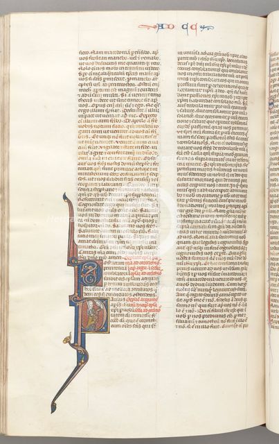 Fol. 445v, Corinthians II, historiated initial P, Paul standing with a sword…, c. 1275-1300. Creator: Unknown.