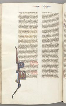 Fol. 445v, Corinthians II, historiated initial P, Paul standing with a sword…, c. 1275-1300. Creator: Unknown