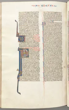 Fol. 454v,Thessalonians I, historiated initial P, Paul seated with a sword and a book..., c. 1275-13 Creator: Unknown