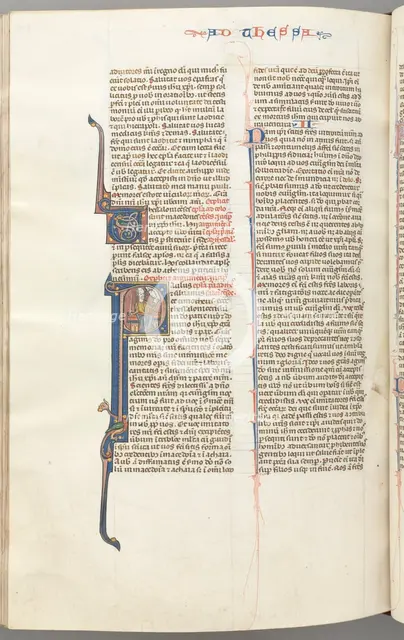 Fol. 454v,Thessalonians I, historiated initial P, Paul seated with a sword and a book..., c. 1275-13 Creator: Unknown.