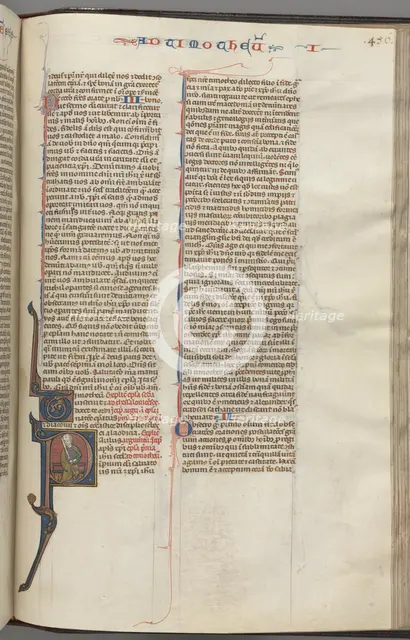 Fol. 456r, Timothy I, historiated initial P, Paul seated, c. 1275-1300. Creator: Unknown.