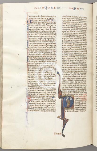 Fol. 477v, Peter, historiated initial P, Peter with a key, talking to the bust of God above, c. 1275 Creator: Unknown.