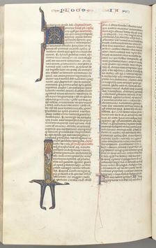 Fol. 476v, James, historiated initial I, James standing with a scroll, c. 1275-1300. Creator: Unknown