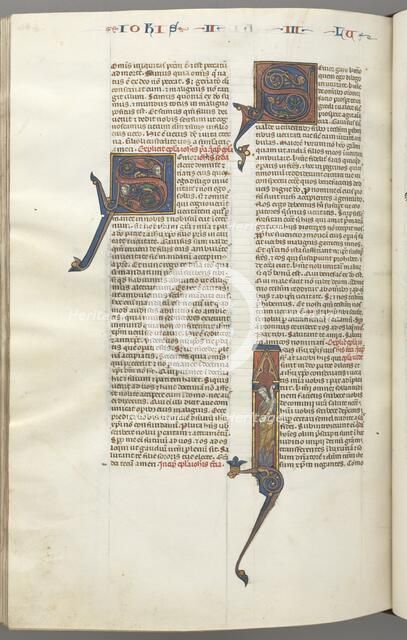Fol. 481v, Jude, historiated initial I, Jude standing with a scroll, c. 1275-1300. Creator: Unknown.