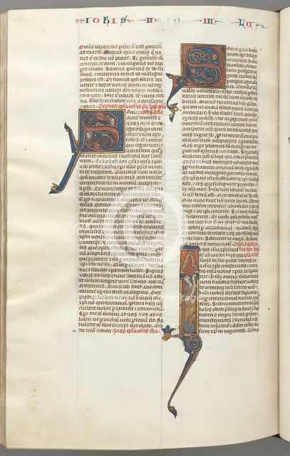 Fol. 481v, Jude, historiated initial I, Jude standing with a scroll, c. 1275-1300. Creator: Unknown.