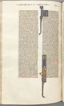 Fol. 425v, John, historiated initial I, John seated writing, c. 1275-1300. Creator: Unknown