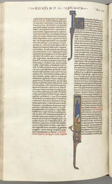 Fol. 425v, John, historiated initial I, John seated writing, c. 1275-1300. Creator: Unknown