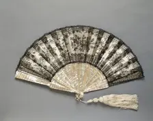 Folding Fan: Chantilly Lace, c. 1870. Creator: Unknown