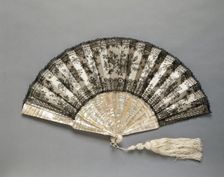 Folding Fan: Chantilly Lace, c. 1870. Creator: Unknown