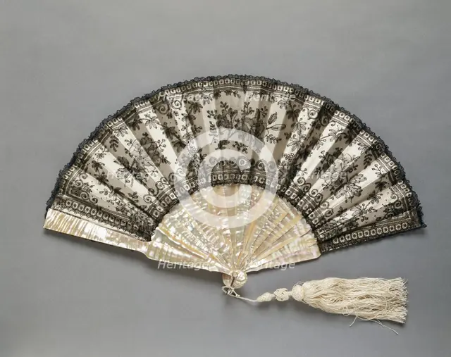 Folding Fan: Chantilly Lace, c. 1870. Creator: Unknown.
