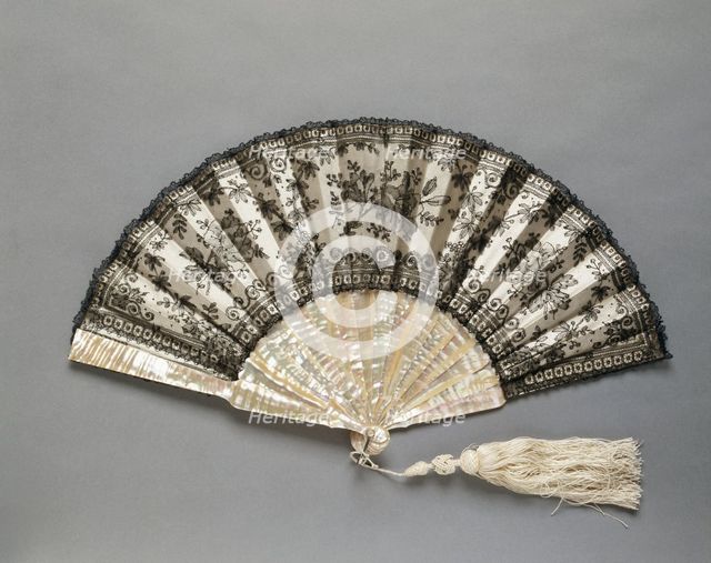 Folding Fan: Chantilly Lace, c. 1870. Creator: Unknown.