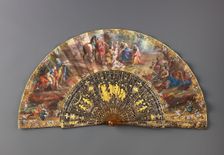 Folding fan with The Finding of Romulus and Remus, mid-18th century. Creator: Unknown