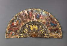 Folding fan with The Finding of Romulus and Remus, mid-18th century. Creator: Unknown