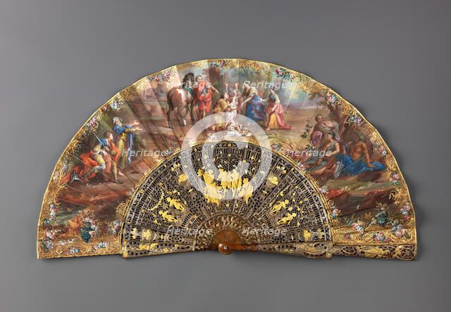 Folding fan with The Finding of Romulus and Remus, mid-18th century. Creator: Unknown.