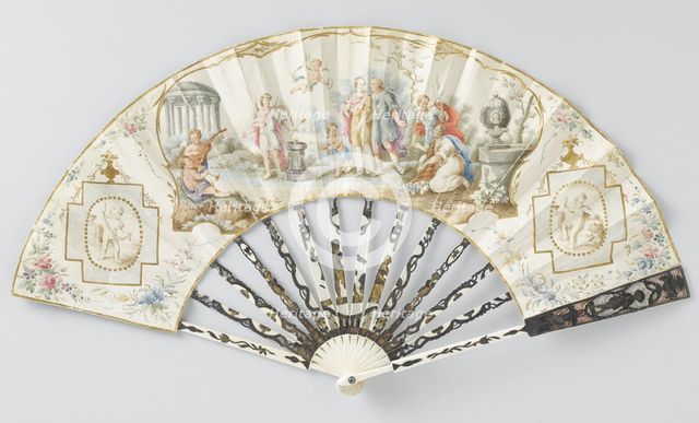 Folding fan with wedding scene, c.1775-c.1780. Creator: Anon.
