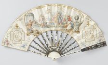 Folding fan with wedding scene, c.1775-c.1780. Creator: Anon