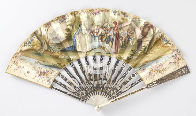 Folding fan with a dancing couple and musicians c.1775-c.1780. Creator: Anon.