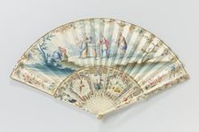 Folding fan with Eliezer and Rebecca at the well, c.1745-c.1755. Creator: Anon