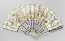 Folding fan with pastoral scene, c.1780-c.1790. Creator: Anon