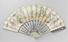Folding fan with pastoral scene, c.1780-c.1790. Creator: Anon