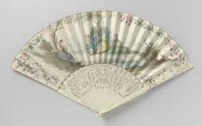 Folding fan with people in a landscape, c.1750-c.1775. Creator: Anon