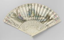Folding fan with people in a landscape, c.1750-c.1775. Creator: Anon