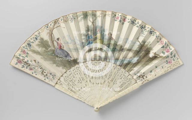 Folding fan with people in a landscape, c.1750-c.1775.  Creator: Anon.