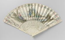 Folding fan with people in a landscape, c.1750-c.1775. Creator: Anon