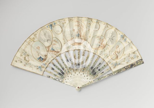 Folding fan with seated woman, c.1775-c.1780. Creator: Anon.