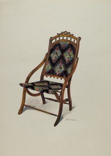 Folding Oak Chair, c. 1937. Creator: Florence Truelson