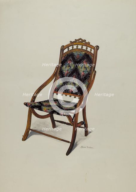 Folding Oak Chair, c. 1937. Creator: Florence Truelson.