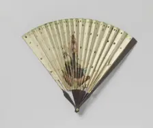 Folding paper fan on a frame of unadorned wood, c.1800-c.1810. Creator: Anon