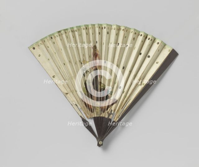 Folding paper fan on a frame of unadorned wood,  c.1800-c.1810. Creator: Anon.