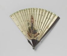 Folding paper fan on a frame of unadorned wood, c.1800-c.1810. Creator: Anon