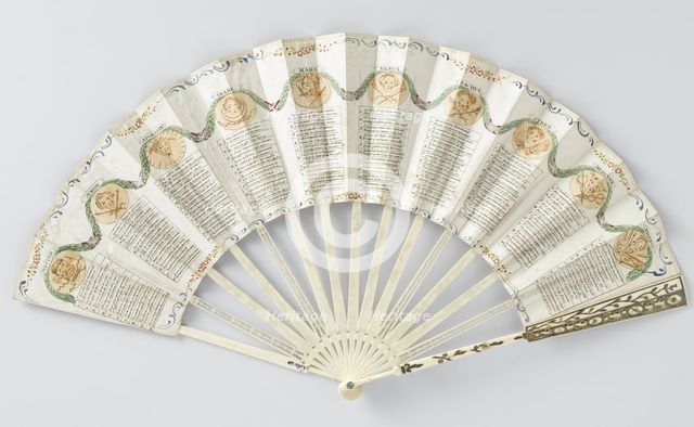 Folding paper fan on ivory frame, c.1780-c.1790. Creator: Anon.