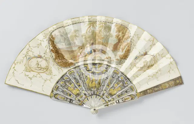 Folding paper fan with Diana and nymphs, c.1780.  Creator: Anon.