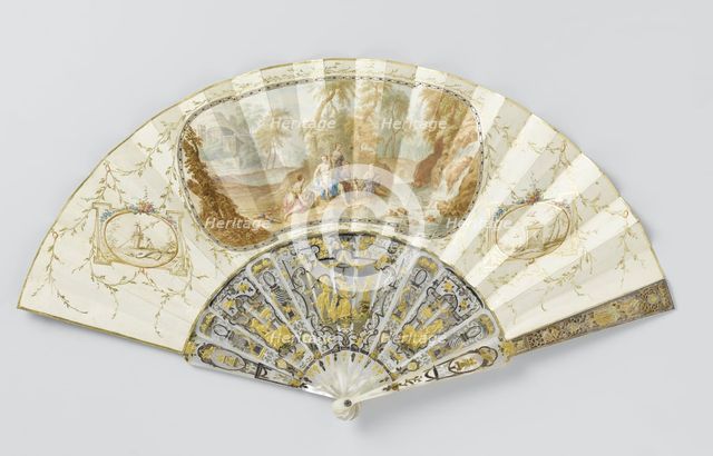 Folding paper fan with Diana and nymphs, c.1780.  Creator: Anon.