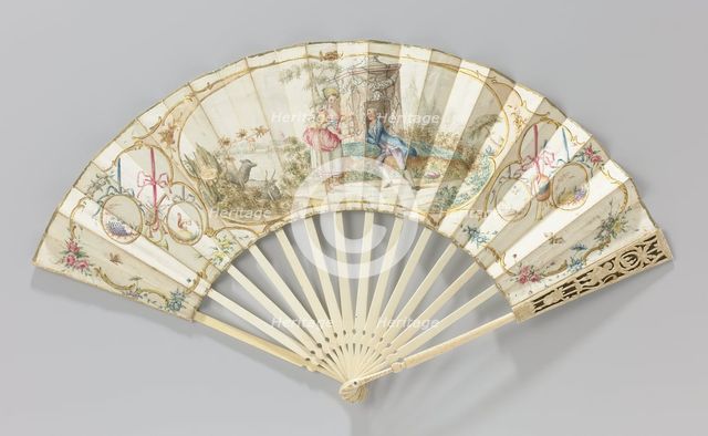 Folding paper fan with pastoral scene, c.1780.  Creator: Anon.