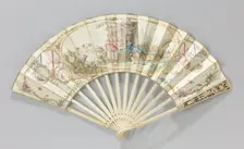Folding paper fan with pastoral scene, c.1780. Creator: Anon