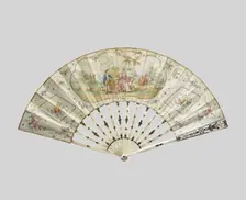 Folding paper fan with pastoral scene, c.1780-c.1795. Creator: Anon