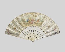 Folding paper fan with pastoral scene, c.1780-c.1795. Creator: Anon