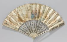 Folding paper fan with romantic couple, c.1775-c.1800. Creator: Anon