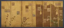 Folding screens mounted with poems from the anthology, Shin kokinshu, Edo period, c1624-1637. Creator: Hon'ami Kôetsu