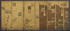 Folding screens mounted with poems from the anthology, Shin kokinshu, Edo period, c1624-1637. Creator: Hon'ami Kôetsu